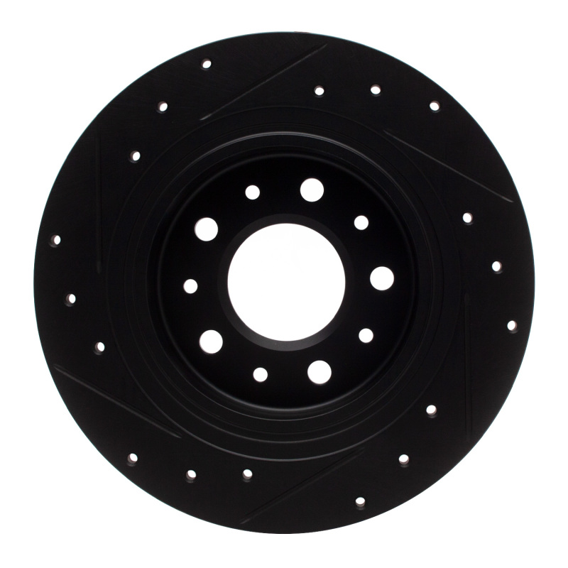 Buick LaCrosse Brake Rotor (1) - Rear Right - R1 Concepts - Drilled & Slotted - Black - `16-`25
